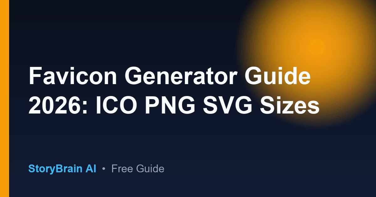 Favicon Generator Guide 2026: ICO PNG SVG Sizes — illustrated guide cover
